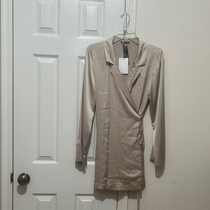 Zara Cream Satin Blazer